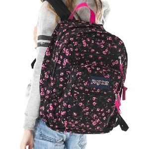 JanSport Big Student Backpack Lipstick Pink Tea Rose Ditzy